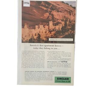 Vintage 1956 Sinclair Oil Mesa Verde National Park Advertisement Ad Advertising